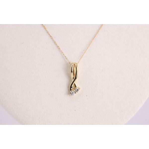 10K Yellow Gold Two-Stone Diamond Twist Pendant Image 2 Puckett's Fine Jewelry Benton, KY