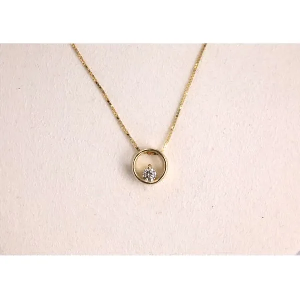 14K Yellow Gold Round Open Pendant with Solitaire Diamond Image 3 Puckett's Fine Jewelry Benton, KY