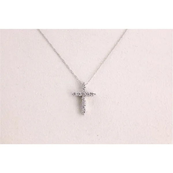 14K White Gold Diamond Cross Pendant Image 2 Puckett's Fine Jewelry Benton, KY