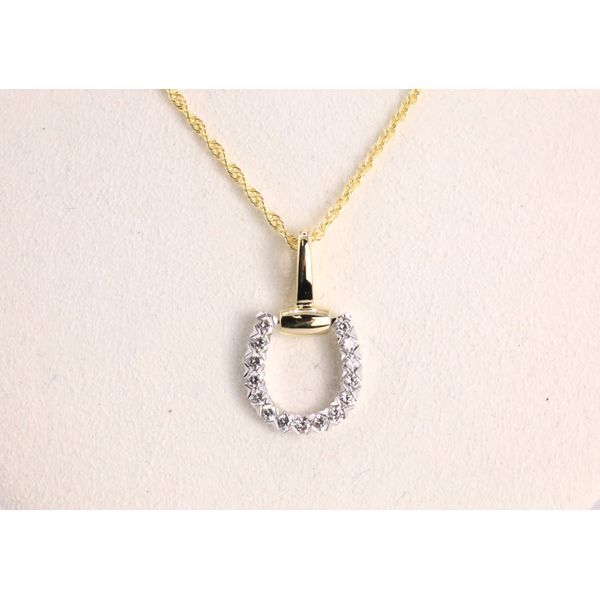 14K Yellow Gold Diamond Horseshoe Pendant Image 2 Puckett's Fine Jewelry Benton, KY