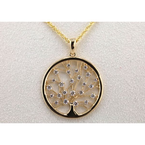 14K Yellow Gold Diamond Tree of Life Pendant, 0.32CT TW Image 2 Puckett's Fine Jewelry Benton, KY