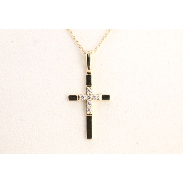 14K Yellow Gold Diamond Cross Pendant Image 2 Puckett's Fine Jewelry Benton, KY
