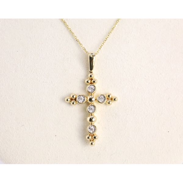 14K Yellow Gold Diamond Cross Pendant Image 2 Puckett's Fine Jewelry Benton, KY