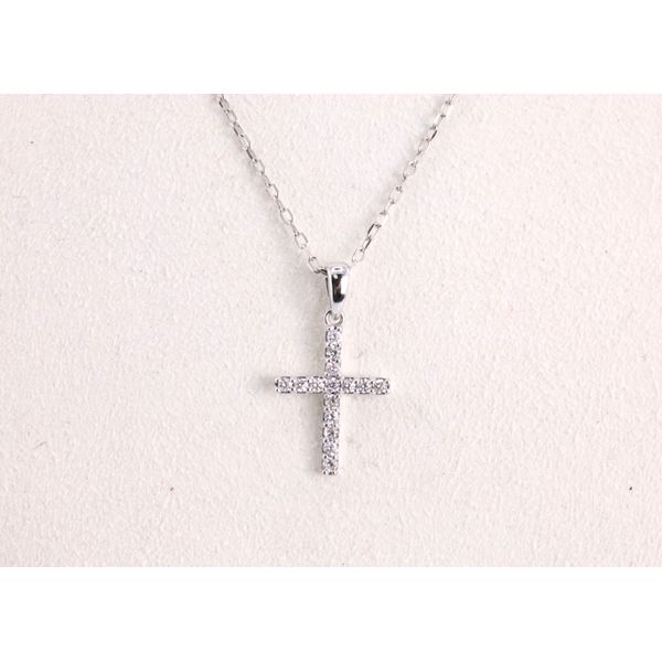 14K White Gold Diamond Cross Pendant Image 2 Puckett's Fine Jewelry Benton, KY