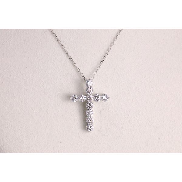 14K White Gold Diamond Cross Pendant Image 2 Puckett's Fine Jewelry Benton, KY