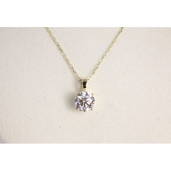 14K Yellow Gold Lab-Grown Diamond Solitaire Pendant – 2.00ct Image 2 Puckett's Fine Jewelry Benton, KY