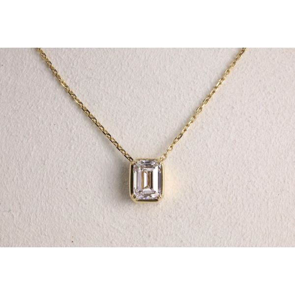 14K Yellow Gold Lab-Grown Diamond Emerald Cut Pendant Image 2 Puckett's Fine Jewelry Benton, KY