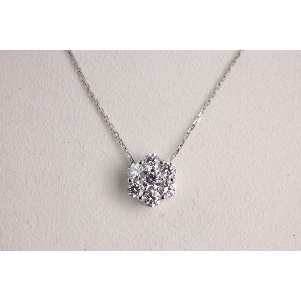 14K White Gold Lab-Grown Diamond Cluster Pendant Image 2 Puckett's Fine Jewelry Benton, KY