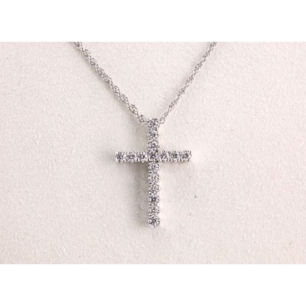 14K White Gold Natural Diamond Cross Pendant Image 2 Puckett's Fine Jewelry Benton, KY