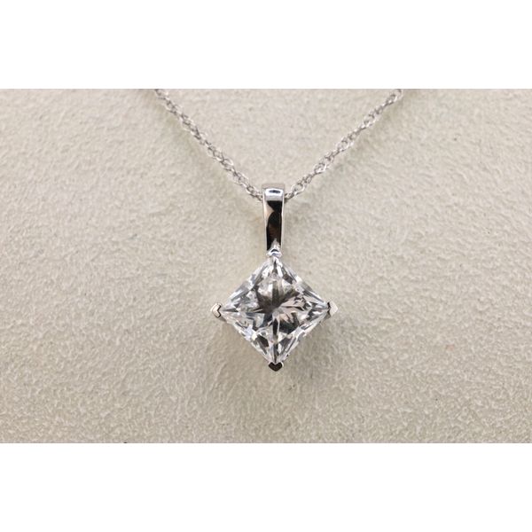 14K White Gold Princess-Cut Lab-Grown Diamond Pendant Image 2 Puckett's Fine Jewelry Benton, KY