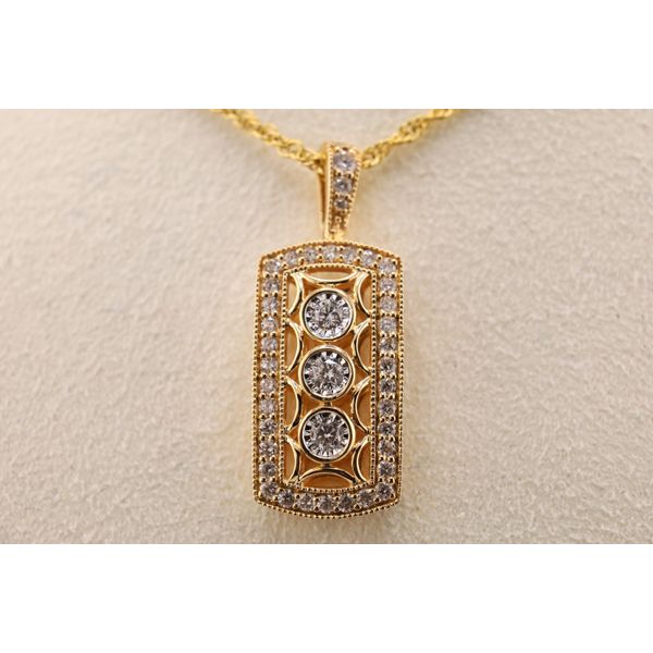 14K Yellow Gold Diamond Filigree Pendant Image 2 Puckett's Fine Jewelry Benton, KY