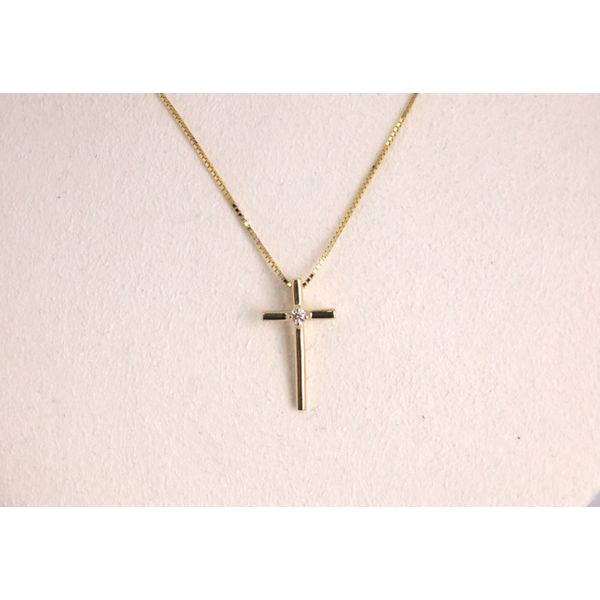14K Yellow Gold Diamond Cross Pendant Image 2 Puckett's Fine Jewelry Benton, KY