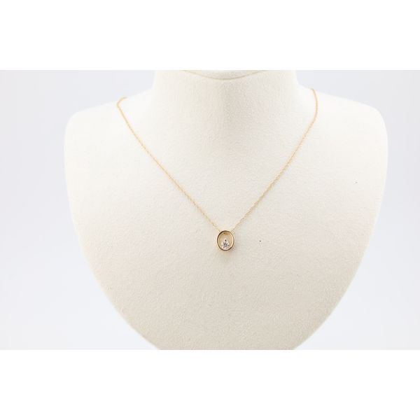 14K White Gold Oval Pendant with Prong-Set Round Diamond Puckett's Fine Jewelry Benton, KY