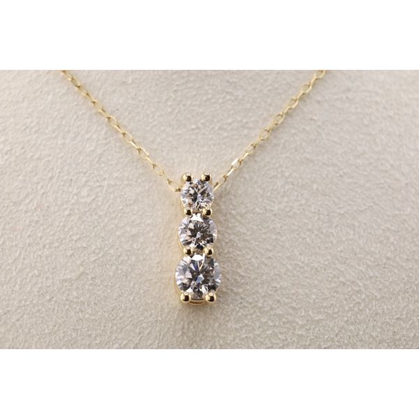 14K Yellow Gold Three-Stone Lab-Grown Diamond Pendant Necklace – 1.00 CTW Image 2 Puckett's Fine Jewelry Benton, KY