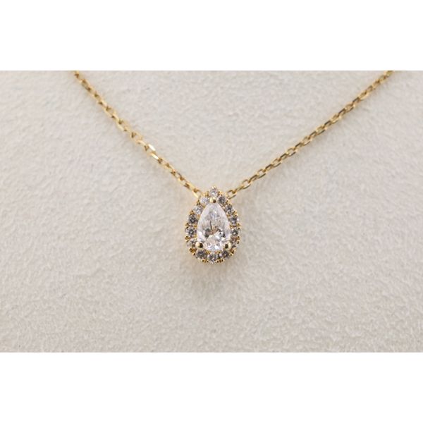 14K Yellow Gold Pear-Cut Natural Diamond Halo Pendant Necklace – 0.34 CTW Image 2 Puckett's Fine Jewelry Benton, KY