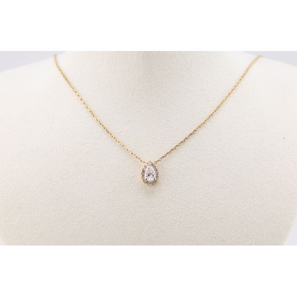 14K Yellow Gold Pear-Cut Natural Diamond Halo Pendant Necklace – 0.34 CTW Puckett's Fine Jewelry Benton, KY