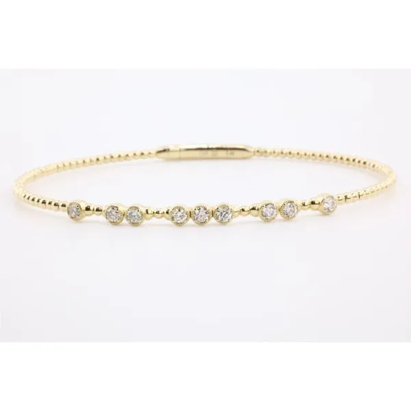14KY Diamond Flex Bangle With Bezel Plate Setting and Beaded Bracelet Puckett's Fine Jewelry Benton, KY