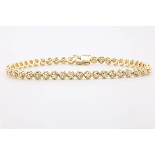 14KY Diamond Tennis Bracelet in Milgrain Links Puckett's Fine Jewelry Benton, KY