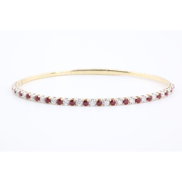 14K Yellow Gold Diamond & Ruby Flex Bangle Puckett's Fine Jewelry Benton, KY