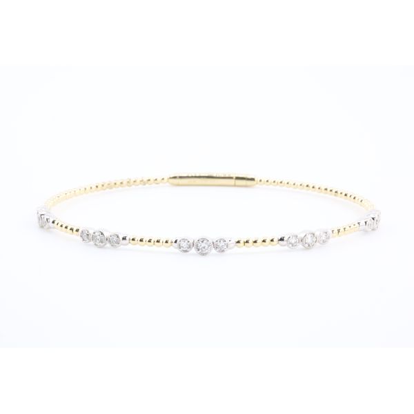 14K Yellow Gold Diamond Flex Bracelet with Beaded Cuff Puckett's Fine Jewelry Benton, KY
