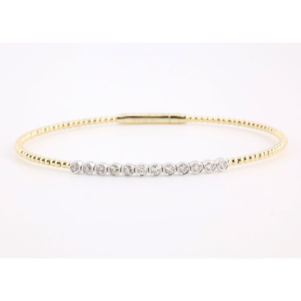 14K Yellow Gold Diamond Flex Bracelet with Bezel Diamond Puckett's Fine Jewelry Benton, KY