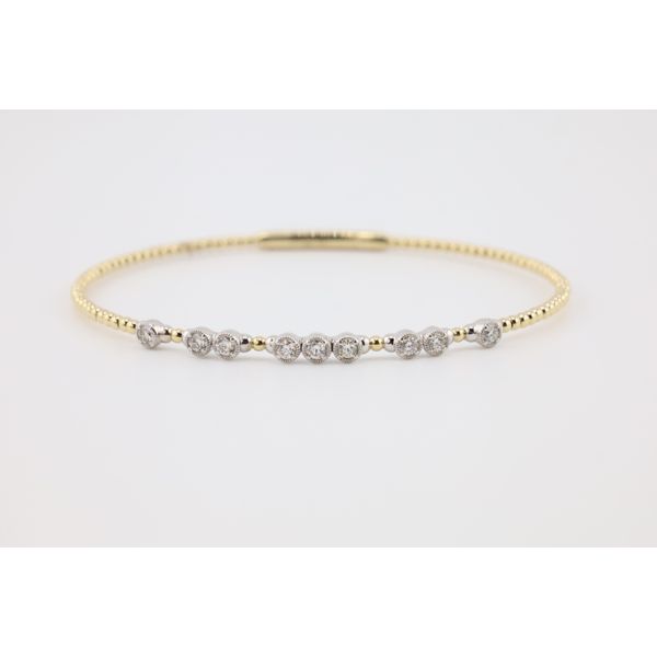 14K Two-Tone Gold Natural Diamond Flexi Bangle – 0.45ctw, 6.75