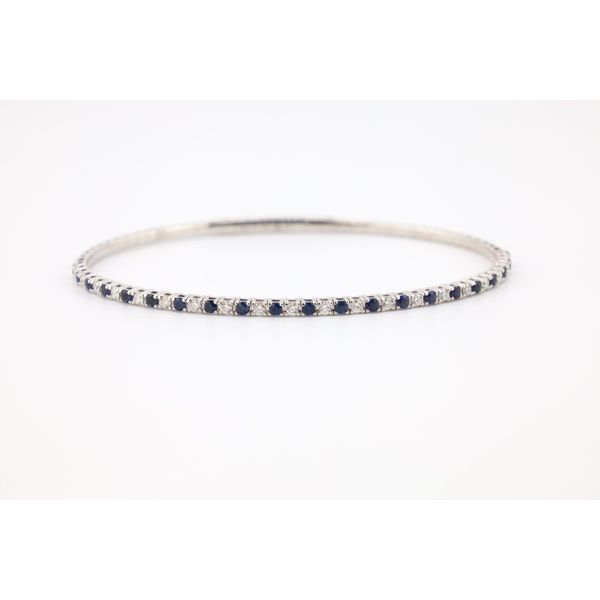 14K White Gold Natural Diamond & Sapphire Flexi Bangle – 0.44ctw Diamonds, 0.68ctw Sapphires Puckett's Fine Jewelry Benton, KY