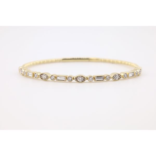 14K Yellow Gold Natural Diamond Flexi Bangle – 1.05ctw, 6.75