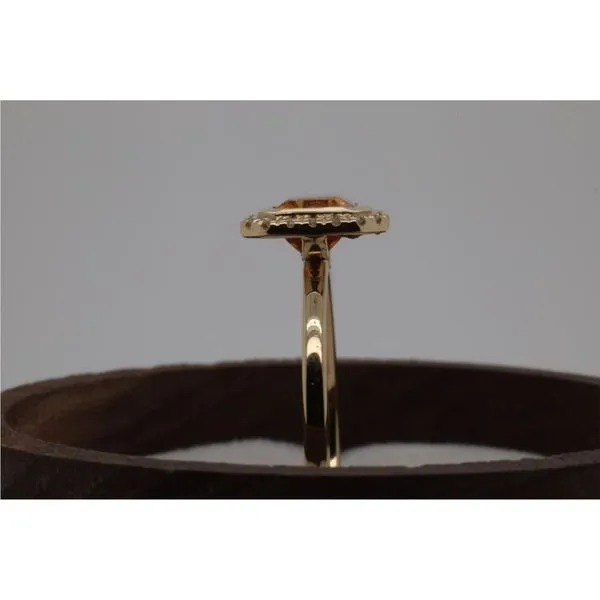 14K Yellow Gold Emerald Cut Citrine Ring with Diamond Halo Image 3 Puckett's Fine Jewelry Benton, KY