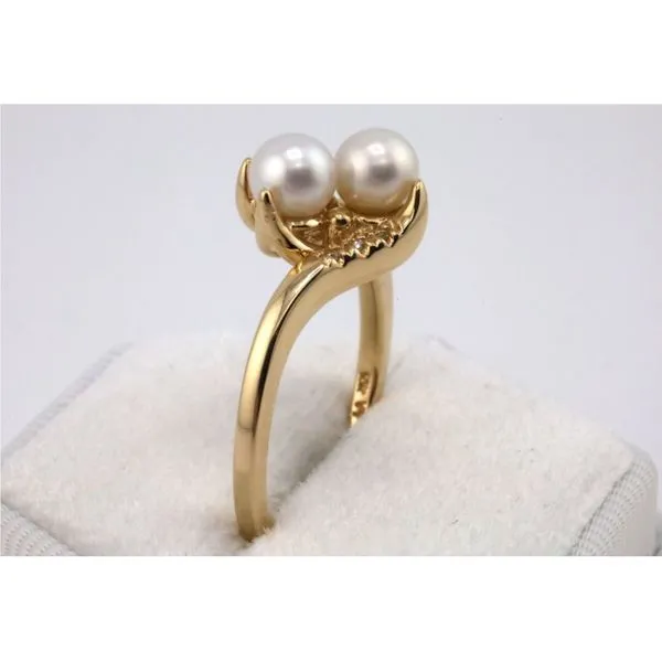 10K Yellow Gold Pearl Duo Ring with Diamonds Image 2 Puckett's Fine Jewelry Benton, KY