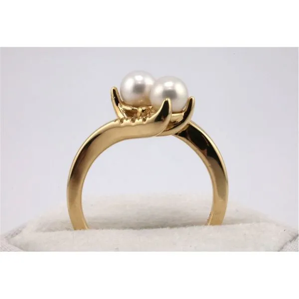 10K Yellow Gold Pearl Duo Ring with Diamonds Image 3 Puckett's Fine Jewelry Benton, KY