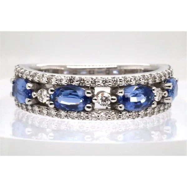 14K White Gold Diamond and Sapphire Band Puckett's Fine Jewelry Benton, KY