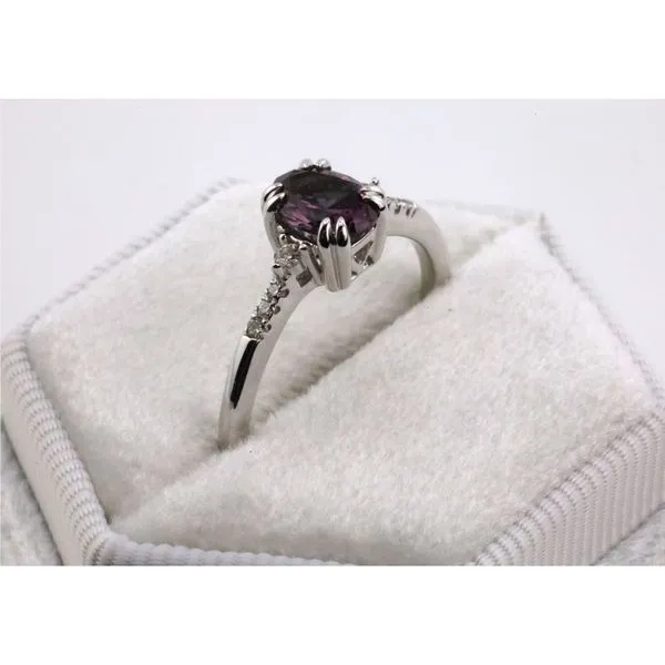 10K White Gold Created Alexandrite and Diamond Ring Image 2 Puckett's Fine Jewelry Benton, KY