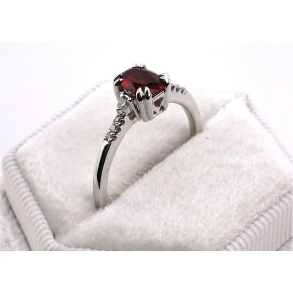 10K White Gold Created Ruby and Diamond Ring Image 2 Puckett's Fine Jewelry Benton, KY