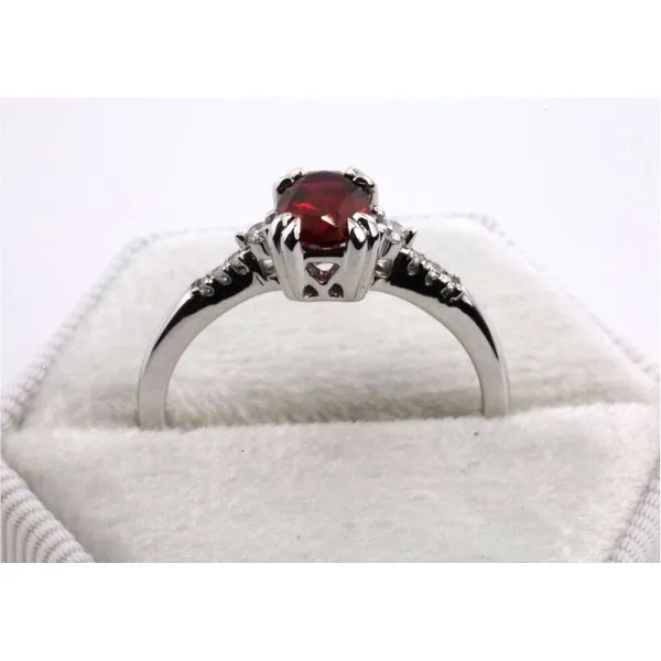 10K White Gold Created Ruby and Diamond Ring Image 3 Puckett's Fine Jewelry Benton, KY