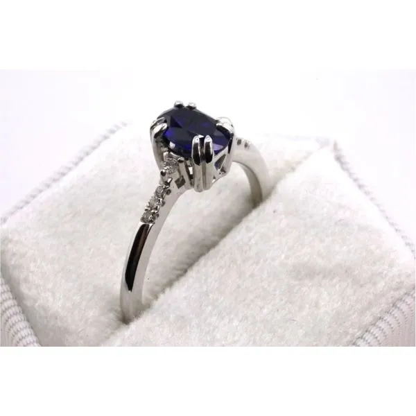 10K White Gold Created Sapphire and Diamond Ring Image 2 Puckett's Fine Jewelry Benton, KY