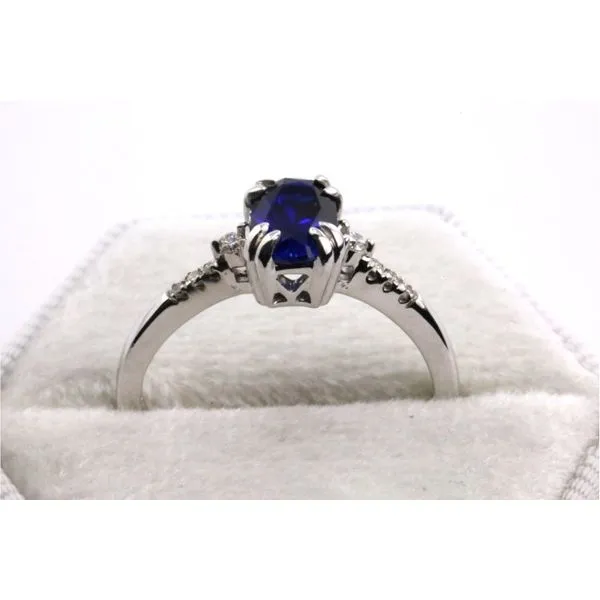 10K White Gold Created Sapphire and Diamond Ring Image 3 Puckett's Fine Jewelry Benton, KY