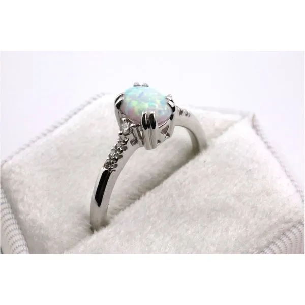 10K White Gold Opal and Diamond Ring Image 2 Puckett's Fine Jewelry Benton, KY
