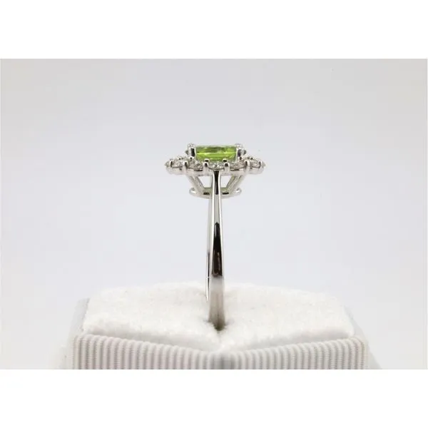 14K White Gold Oval Peridot and Diamond Halo Ring Image 2 Puckett's Fine Jewelry Benton, KY