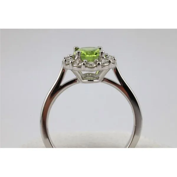 14K White Gold Oval Peridot and Diamond Halo Ring Image 3 Puckett's Fine Jewelry Benton, KY