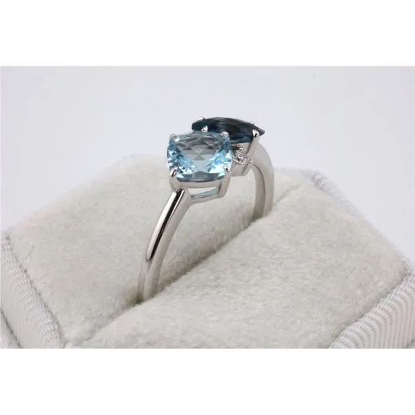 14KW Blue Topaz Duo Ring With Diamond Accent Image 2 Puckett's Fine Jewelry Benton, KY