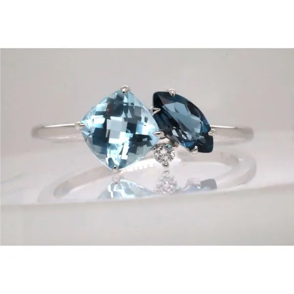 14KW Blue Topaz Duo Ring With Diamond Accent Puckett's Fine Jewelry Benton, KY
