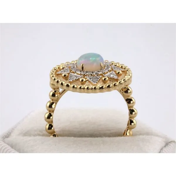 14K Yellow Gold Diamond and Opal Fashion Ring Image 3 Puckett's Fine Jewelry Benton, KY