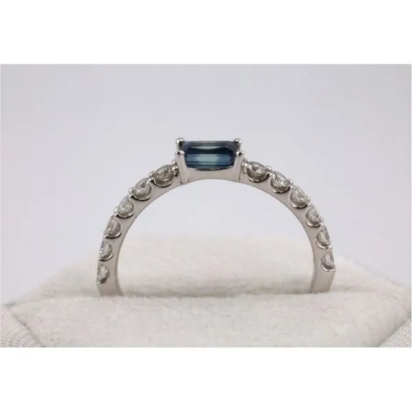 14KW Blue Sapphire Ring With Diamond Band Image 3 Puckett's Fine Jewelry Benton, KY