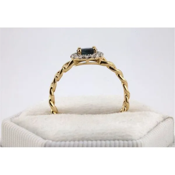 14K Oval Sapphire and Diamond Ring With Chain-Style Band Image 3 Puckett's Fine Jewelry Benton, KY