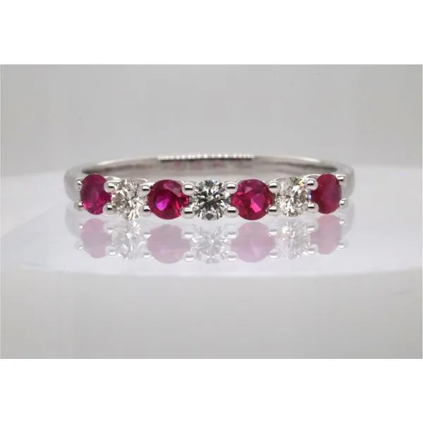 14K White Gold Diamond and Ruby Band Puckett's Fine Jewelry Benton, KY