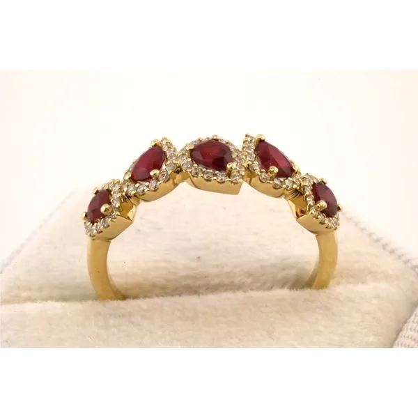 14K Yellow Gold Ruby and Diamond Band Image 3 Puckett's Fine Jewelry Benton, KY