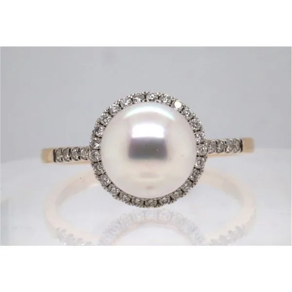 14KY Akoya Pearl and Diamond Halo Ring Puckett's Fine Jewelry Benton, KY