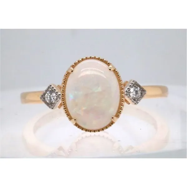 14KY Oval Opal Ring With Diamond Accents Puckett's Fine Jewelry Benton, KY
