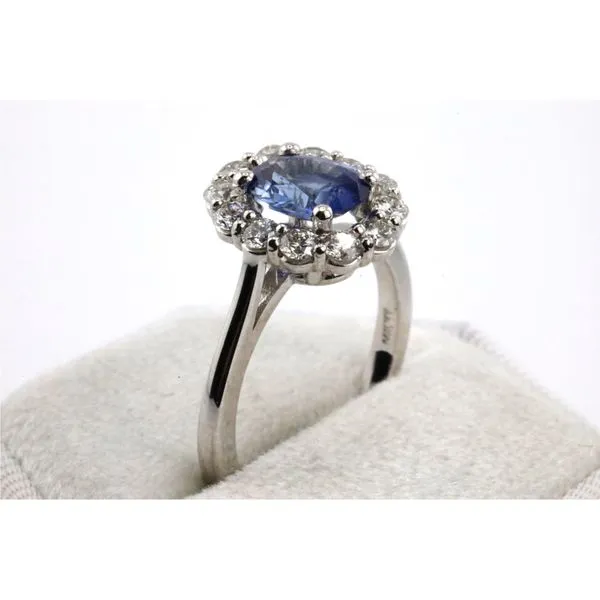 14K White Gold Sapphire and Diamond Halo Ring Image 2 Puckett's Fine Jewelry Benton, KY